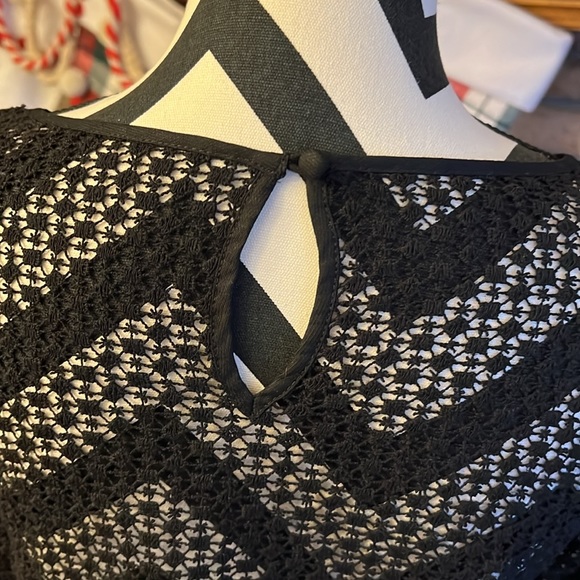 Akemi + Kin Anthropologie Black Maud Embroidered Crochet Floral Shift Dress - Picture 9 of 10